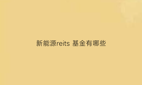 新能源reits基金有哪些(2021年新能源基金推荐)